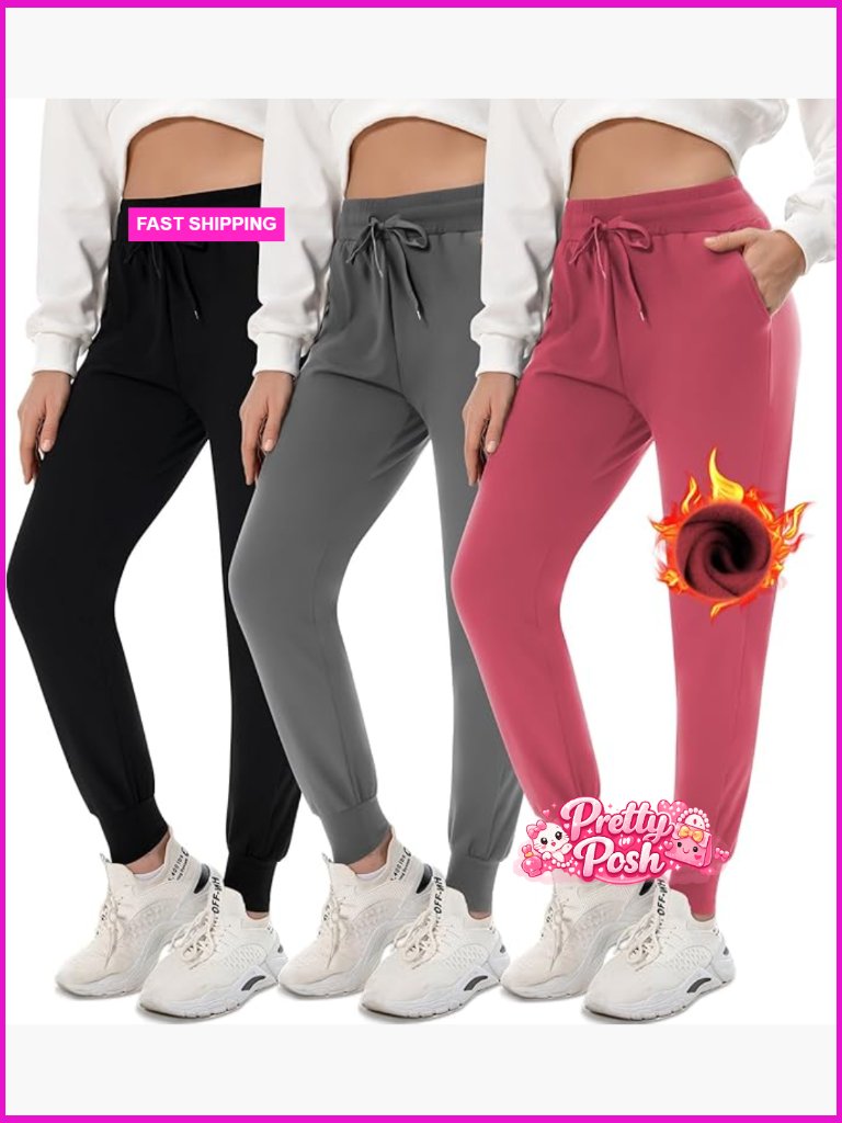 3 Pack Sweatpants With Pockets 92% Polyester 8% Spandex For Workout Yoga Running